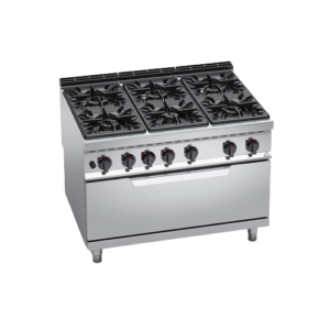 BERTOS 6 BURNER GAS COOKER ON LARGE GAS OVEN