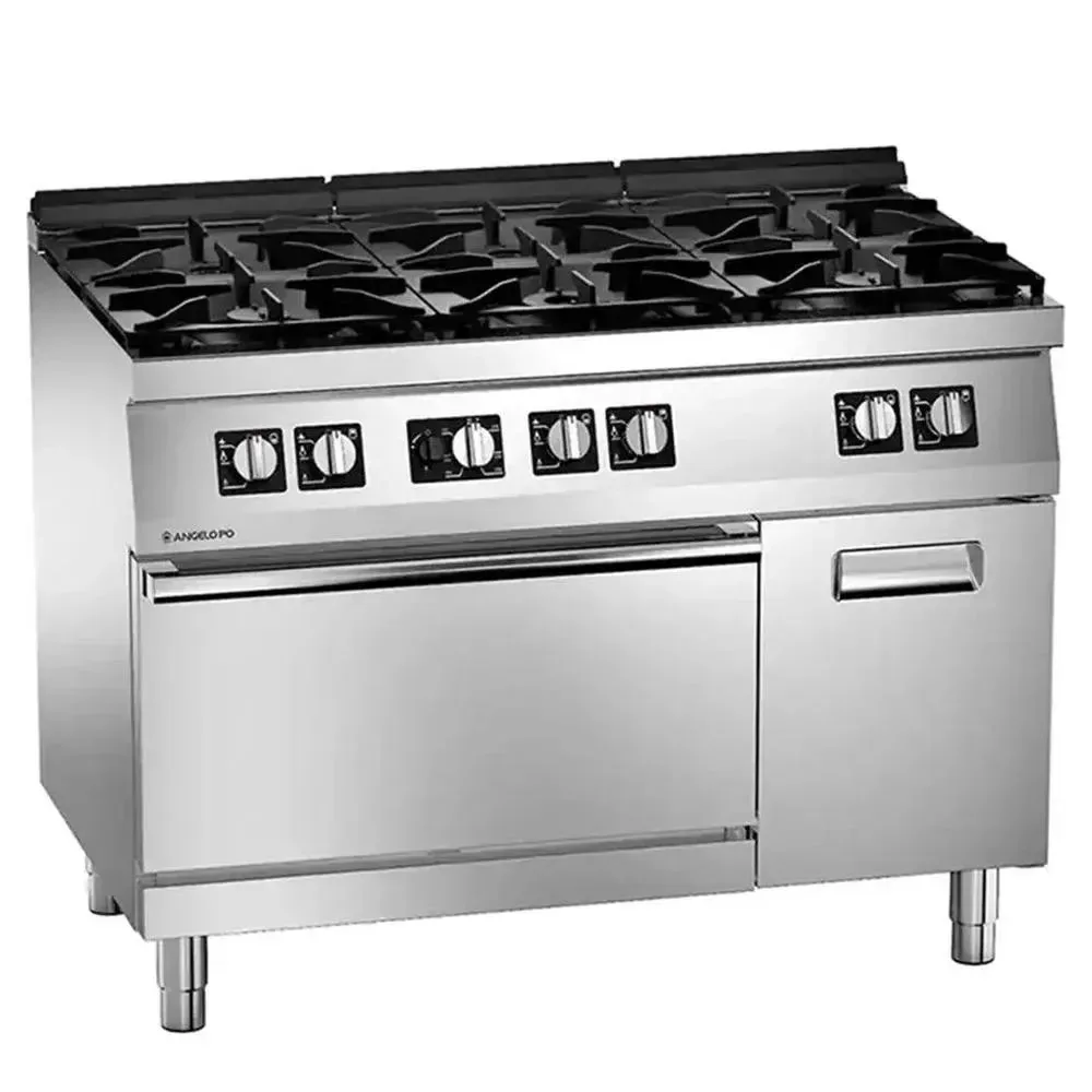 Angelo Po, Gas Cooking Range with Oven, 6 Burners, GN 2/1, 40 kW