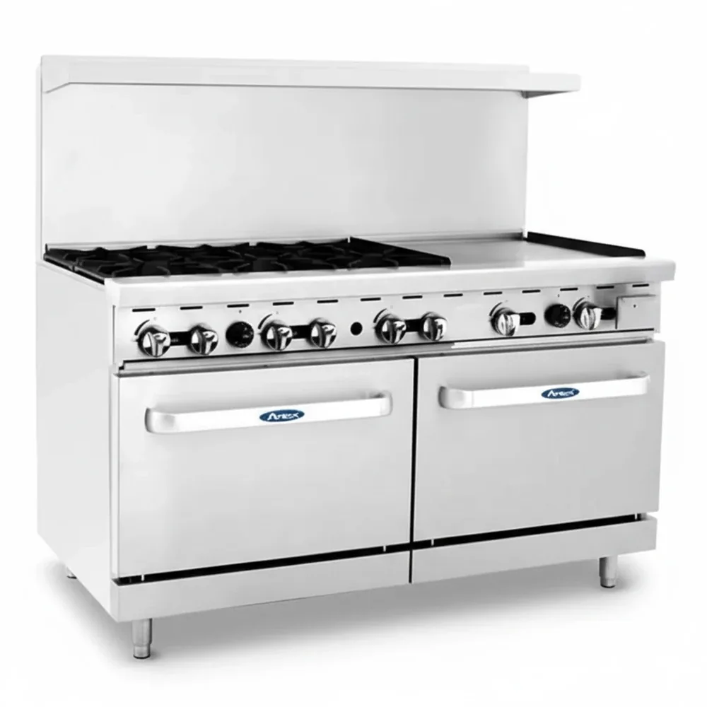 Atosa, Gas Cooking Range with Oven, 4 Burners, 2 Ovens, 30x30 CM Working Surface