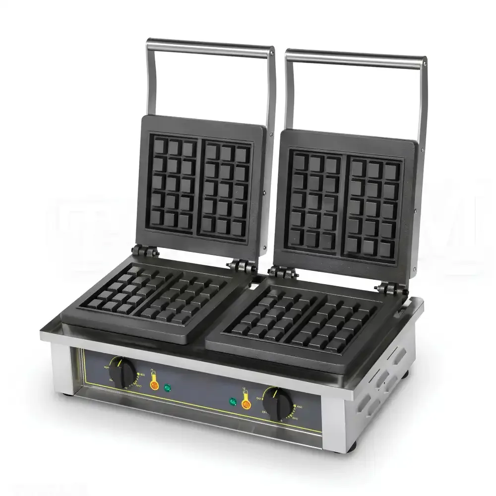 Roller Grill, Double Waffle Iron, 4 Waffle Capacity, 3 kW, Electric, Stainless Steel, Silv
