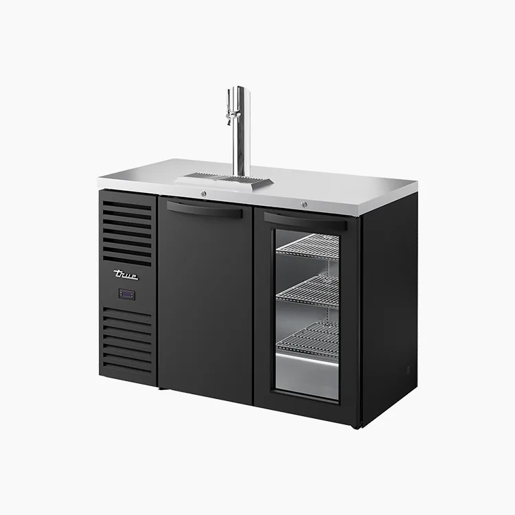 TRUE Keg Chiller / Dispenser, Black Ext, 1 Solid + 1 Glass Door – ‐RISZ1‐L‐B‐SG‐2